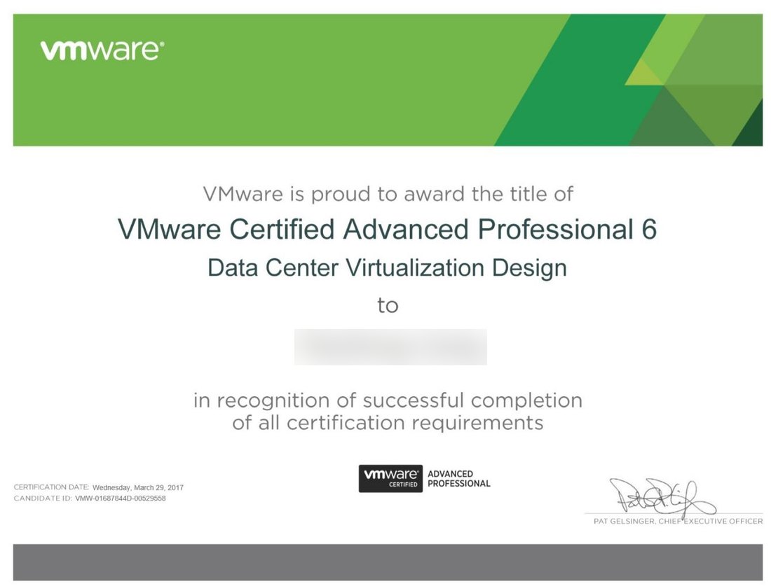 VMware 数据中心虚拟化设计高级认证